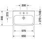 Duravit DuraStyle - Lavabo 650x440 mm, avec trop-plein, avec un trou pour robinetterie, WonderGliss, blanc 23196500001 Duravit DuraStyle - Lavabo 650x440 mm, avec trop-plein, avec un trou pour robinetterie, WonderGliss, blanc 23196500001
