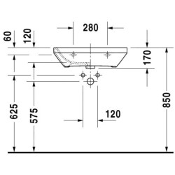 Duravit DuraStyle - Lavabo Med, 600x440 mm, sans trou pour robinetterie, blanc 2324600070