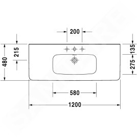 Duravit DuraStyle - Lavabo 1200x480mm, avec un trou pour robinet, avec WonderGliss, blanc 23201200001
