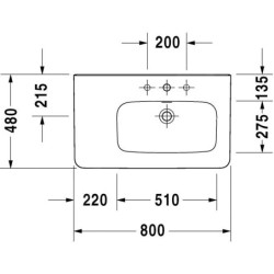 Duravit DuraStyle - Lavabo 800x480mm, avec un trou pour robinet, avec WonderGliss, blanc 23268000001