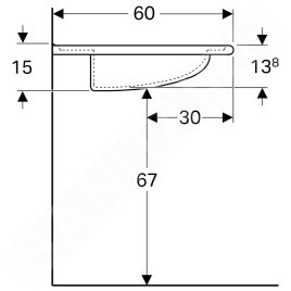 Geberit Vitalis - Lavabo sanitaire sans trou, 650x600 mm, blanc 121565000