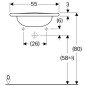 Geberit Vitalis - Lavabo sanitaire sans trou avec déversoir, 550x550 mm, blanc 221556000 Geberit Vitalis - Lavabo sanitaire sans trou avec déversoir, 550x550 mm, blanc 221556000