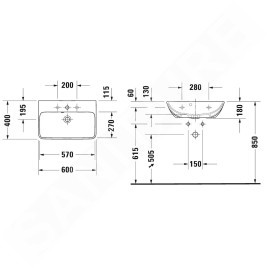 Duravit ME by Starck - Lavabo Compact, 600x400 mm, avec 1 trou, avec WonderGliss, blanc alpin 23436000001