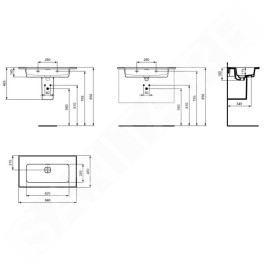Ideal Standard Strada II - Lavabo d’ameublement, 840x460 mm, sans trou pour mitigeur, blanc T363401