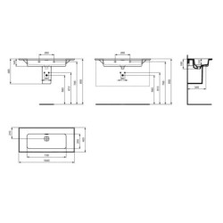 Ideal Standard Strada II - Lavabo d’ameublement, 1.040x460 mm, sans trou pour mitigeur, avec Ideal Plus, blanc T3635MA