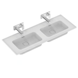Ideal Standard Strada II - Double lavabo d’ameublement, 1.240x460 mm, sans trou pour mitigeur, blanc T363601