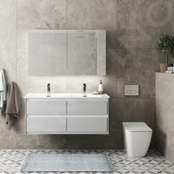 Ideal Standard Strada II - Double lavabo d’ameublement, 1.240x460 mm, 2 trous pour mitigeur, blanc T300501