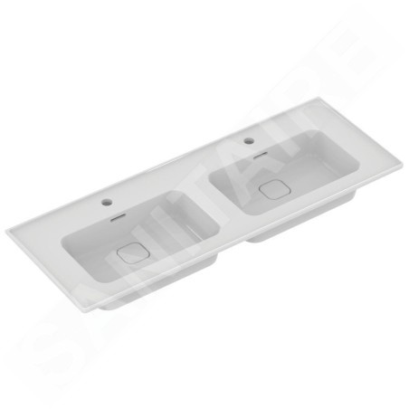 Ideal Standard Strada II - Double lavabo d’ameublement, 1.240x460 mm, 2 trous pour mitigeur, avec Ideal Plus, blanc T3005MA