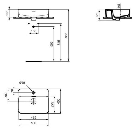 Ideal Standard Strada II - Lavabo 500x400 mm, blanc T296601