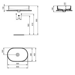 Ideal Standard Strada II - Lavabo  sans déversoir 600x400 mm, avec Ideal Plus, blanc T2981MA