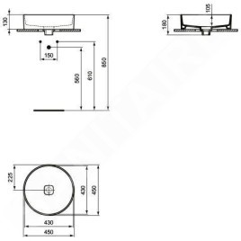 Ideal Standard Strada II - Lavabo sans déversoir, diamètre : 450 mm, avec Ideal Plus, blanc T2959MA