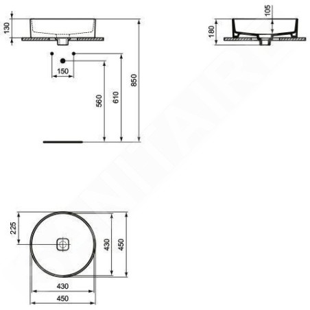 Ideal Standard Strada II - Lavabo sans déversoir, diamètre : 450 mm, avec Ideal Plus, blanc T2959MA