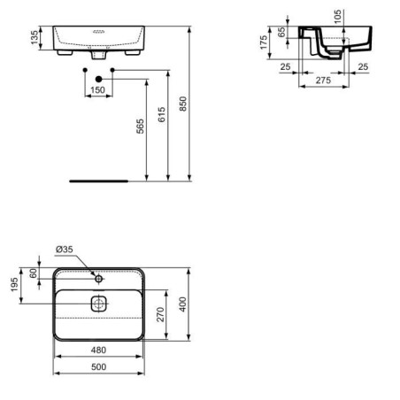 Ideal Standard Strada II - Lavabo semi-encastré, 500x400 mm, blanc T299301