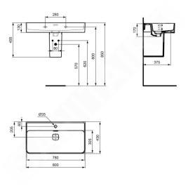 Ideal Standard Strada II - Lavabo 800x430 mm, blanc T364501