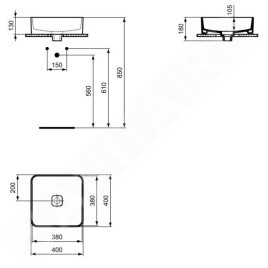 Ideal Standard Strada II - Lavabo  sans déversoir 400x400 mm, avec Ideal Plus, blanc T2962MA