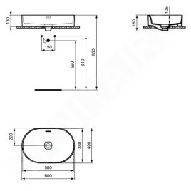 Ideal Standard Strada II - Lavabo avec déversoir 600x400 mm, blanc T360401