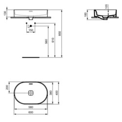 Ideal Standard Strada II - Lavabo avec déversoir 600x400 mm, avec Ideal Plus, blanc T3604MA