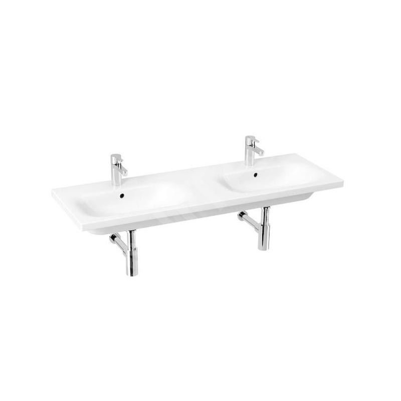 Jika Mio-N - Double-lavabo 1300x450 mm, avec trop-plein, 2 trous pour robinet, Jika Perle, blanc H8147141001041 Jika Mio-N - Double-lavabo 1300x450 mm, avec trop-plein, 2 trous pour robinet, Jika Perle, blanc H8147141001041