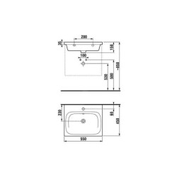 Jika Mio-N - Lavabo 550x450 mm, avec trop-plein, avec trou pour robinet, blanc H8127120001041