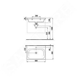 Jika Mio-N - lavabo, 600x450 mm, avec trop-plein, trou pour robinetterie, Jika Perle, blanc H8127131001041