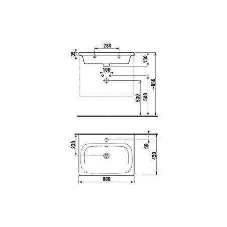 Jika Mio-N - Lavabo 600x450 mm, avec trop-plein, avec trou pour robinet, blanc H8127130001041