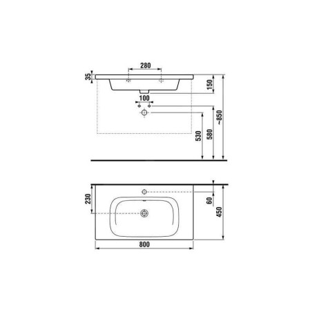 Jika Mio-N - lavabo, 800x450 mm, avec trop-plein, 1 trou pour robinetterie, Jika Perle, blanc H8127161001041