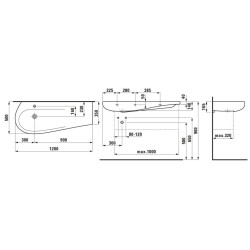 Laufen Il Bagno Alessi One - Lavabo à poser 1200x500 mm, sans trou pour robinetterie, avec LCC, blanc H8149734001091