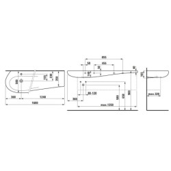Laufen Il Bagno Alessi One - Lavabo à poser 1600x500 mm, 1 trou pour robinetterie, avec LCC, blanc H8149714001041