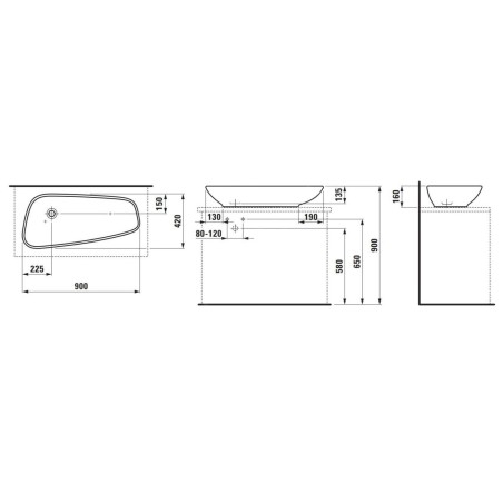 Laufen Palomba Collection - Vasque à poser, 900x420 mm, avec LCC, blanc H8168014001121