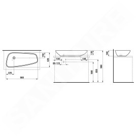 Laufen Palomba Collection - Vasque à poser, 900x420 mm, blanc H8168010001121