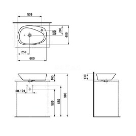 Laufen Palomba Collection - Lavabo 600x400 mm, sans trop-plein, trou pour robinetterie, blanc H8168030001111