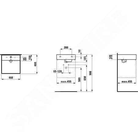 Laufen Kartell - Lave-mains à poser 460x460 mm, avec LCC, blanc H8153314001121