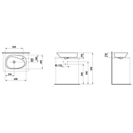 Laufen Palomba Collection - Vasque 600x400 mm, sans trop-plein, sans trou pour robinetterie, blanc H8168030001121