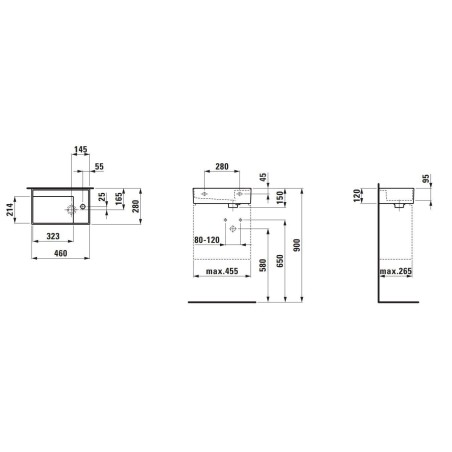 Laufen Kartell - Lave-mains 650x480mm, avec 1 trou pour robinetterie, avec LCC, blanc H8153344001111