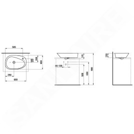 Laufen Palomba Collection - Vasque 600x400 mm, 1 trou pour robinet, blanc H8168030001041