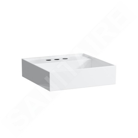 Laufen Kartell - Lave-mains à poser 460x460 mm, avec 3 trous pour robinetterie, blanc H8153310001581