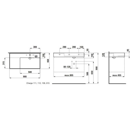 Laufen Kartell - Lavabo 900x460 mm, avec 1 trou pour robinetterie, SaphirKeramik, blanc H8103390001111