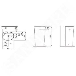 Laufen Palomba Collection - Lavabo sur pied 520x400x900 mm, sans trou pour robinetterie, blanc H8118030001091