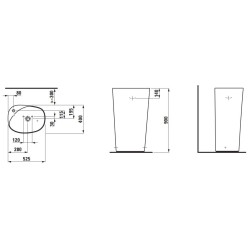 Laufen Palomba Collection - Lavabo sur pied 520x400x900 mm, sans trou pour robinetterie, blanc H8118034001091