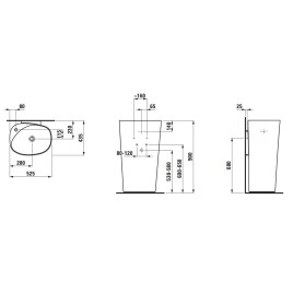 Laufen Palomba Collection - Lavabo sur pied 525x435x900 mm, sans trou pour robinetterie, blanc H8118040001091