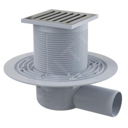 Alcadrain Douchegoten - Siphon de sol, côté 105x105 mm, diamètre 50 mm, arrêt des odeurs d'eau, acier inoxydable/plastique