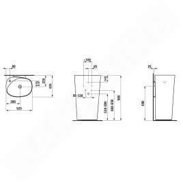Laufen Palomba Collection - Lavabo sur pied 525x435x900 mm, sans trou pour robinetterie, avec LCC, blanc H8118044001091