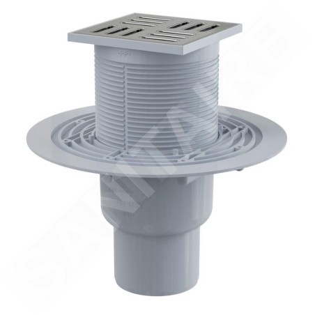 Alcadrain Douchegoten - Siphon de sol 105x105 mm, diamètre 50/75 mm, arrêt des odeurs d'eau, acier inoxydable/plastique APV201