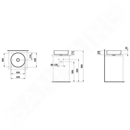 Laufen Kartell - Vasque, diamètre 420 mm, SaphirKeramik, avec LCC, blanc H8123314001121