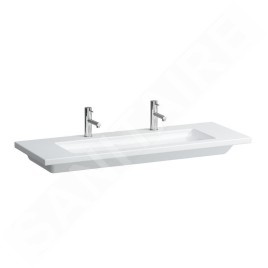 Laufen Living - Double-lavabo à poser, 1300x480 mm, avec 2 trous pour robinetterie, blanc H8164360001071