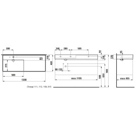 Laufen Kartell - Lavabo 1200x460 mm, avec 1 trou pour robinetterie, SaphirKeramik, blanc H8133320001111