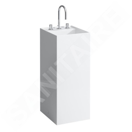 Laufen Kartell - Lavabo sur pied 375x435x900 mm, avec 3 trous pour robinetterie, blanc H8113310001581