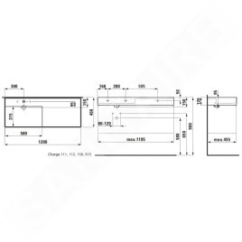 Laufen Kartell - Lavabo 1200x460 mm, avec 3 trous pour robinetterie, SaphirKeramik, avec LCC, blanc H8133324001581