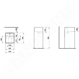 Laufen Kartell - Lavabo sur pied 375x435x900 mm, 1 trou pour robinetterie, avec LCC, blanc H8113314001111