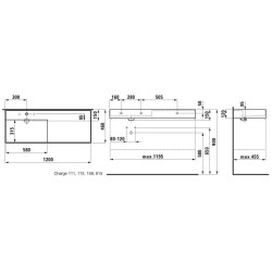 Laufen Kartell - Lavabo 1200x460 mm, avec 3 trous pour robinetterie, SaphirKeramik, blanc H8133320001581